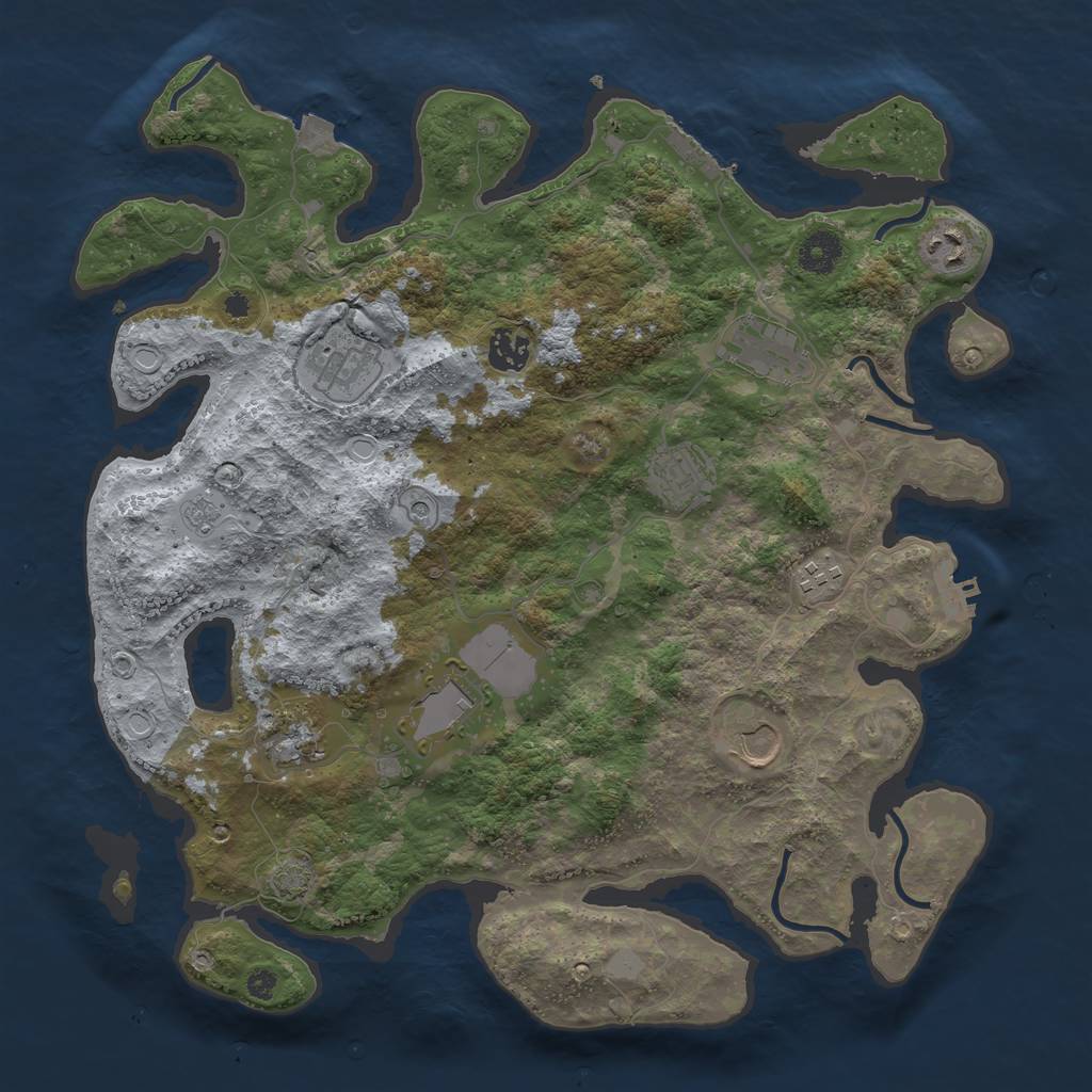 Rust Map: Procedural Map, Size: 3800, Seed: 115210, 17 Monuments