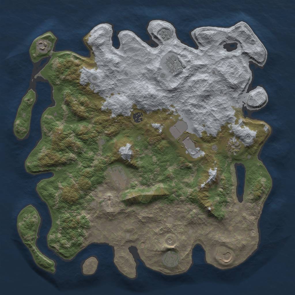 Rust Map: Barren, Size: 4250, Seed: 421200955, 12 Monuments