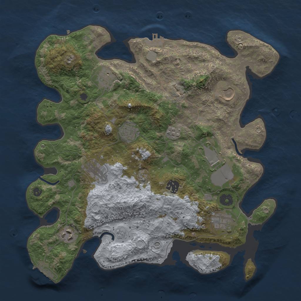 Rust Map: Procedural Map, Size: 3500, Seed: 83693752, 16 Monuments