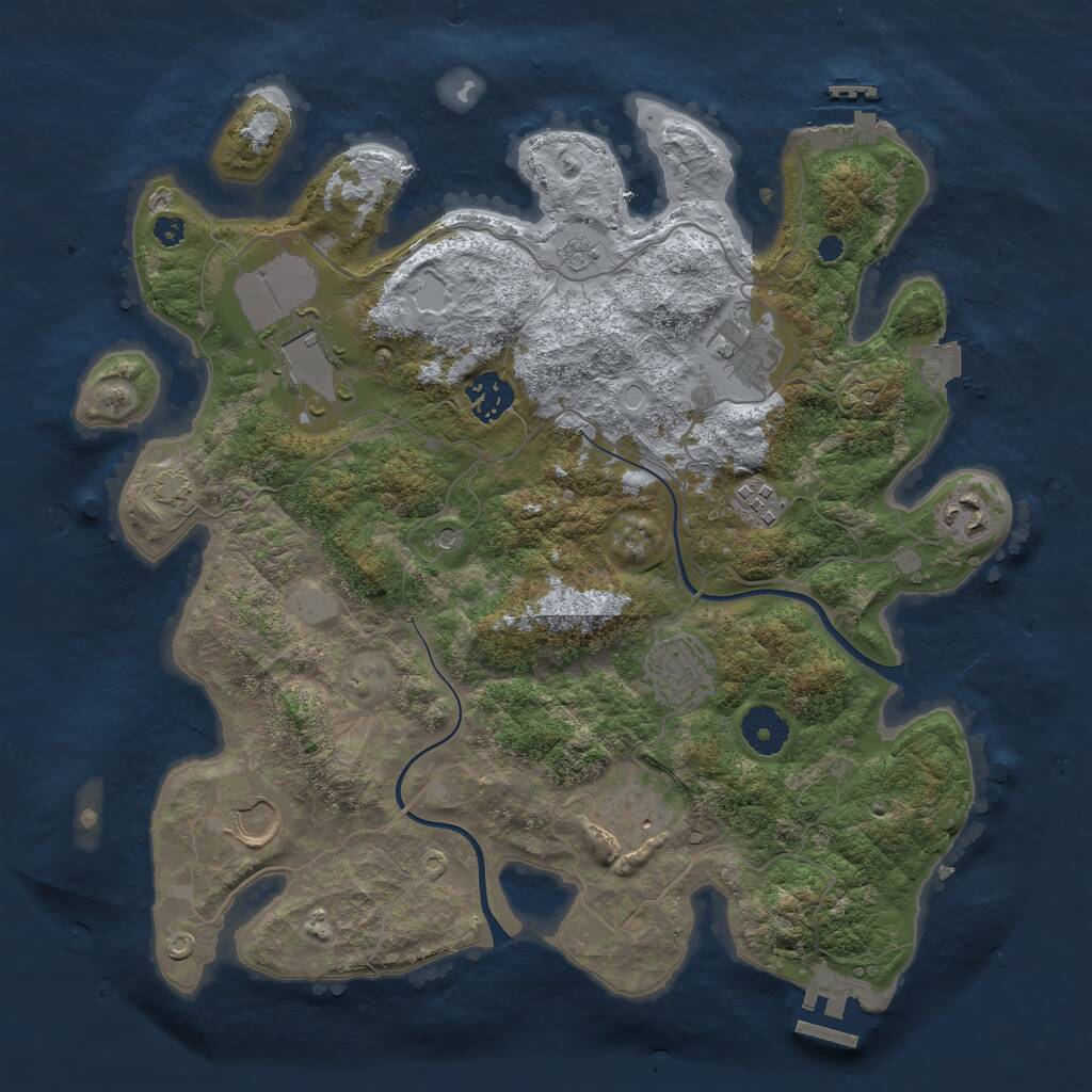 Rust Map: Procedural Map, Size: 3500, Seed: 1563538740, 14 Monuments