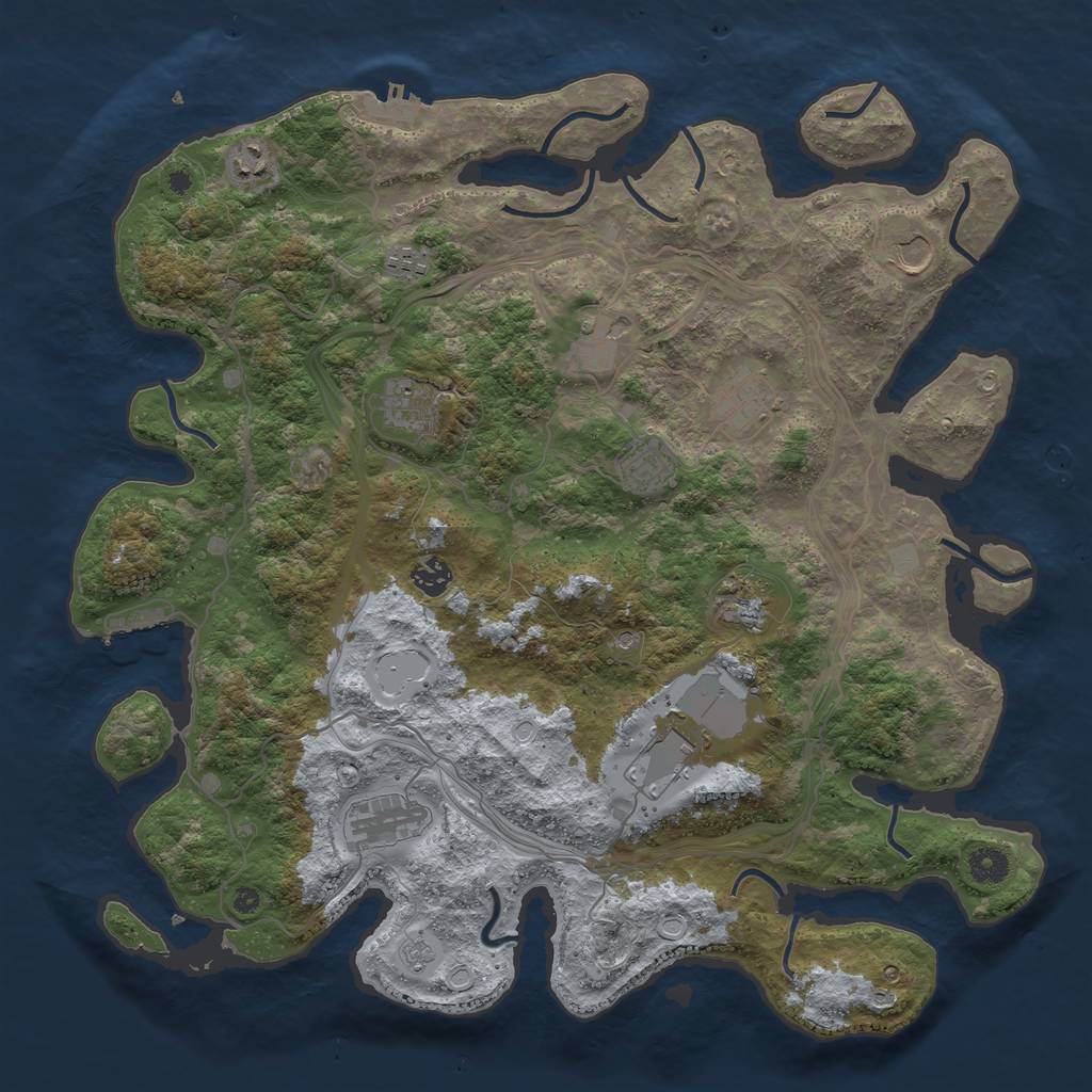 Rust Map: Procedural Map, Size: 4250, Seed: 100478509, 18 Monuments