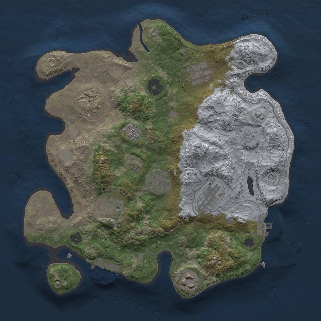 Rust Map: Procedural Map, Size: 3000, Seed: 1411586543, 14 Monuments