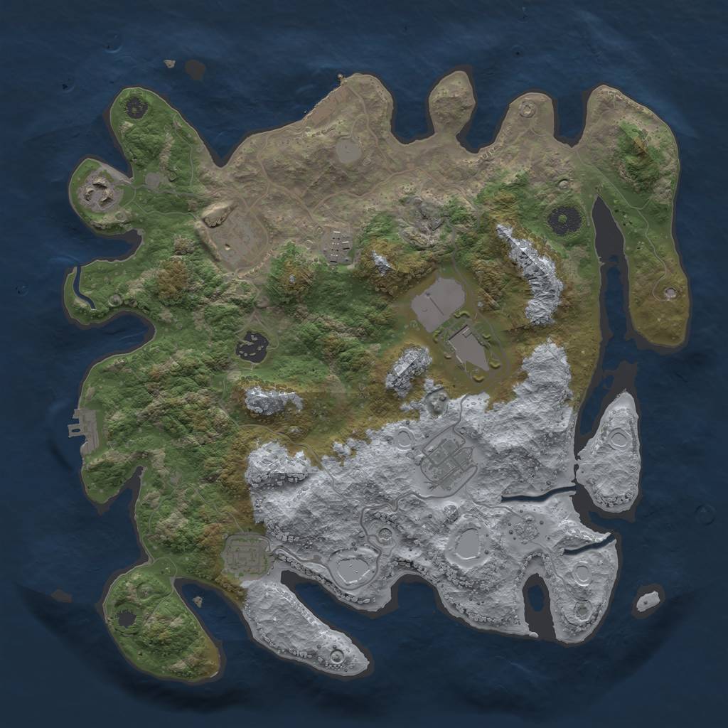 Rust Map: Procedural Map, Size: 3500, Seed: 72143043, 14 Monuments