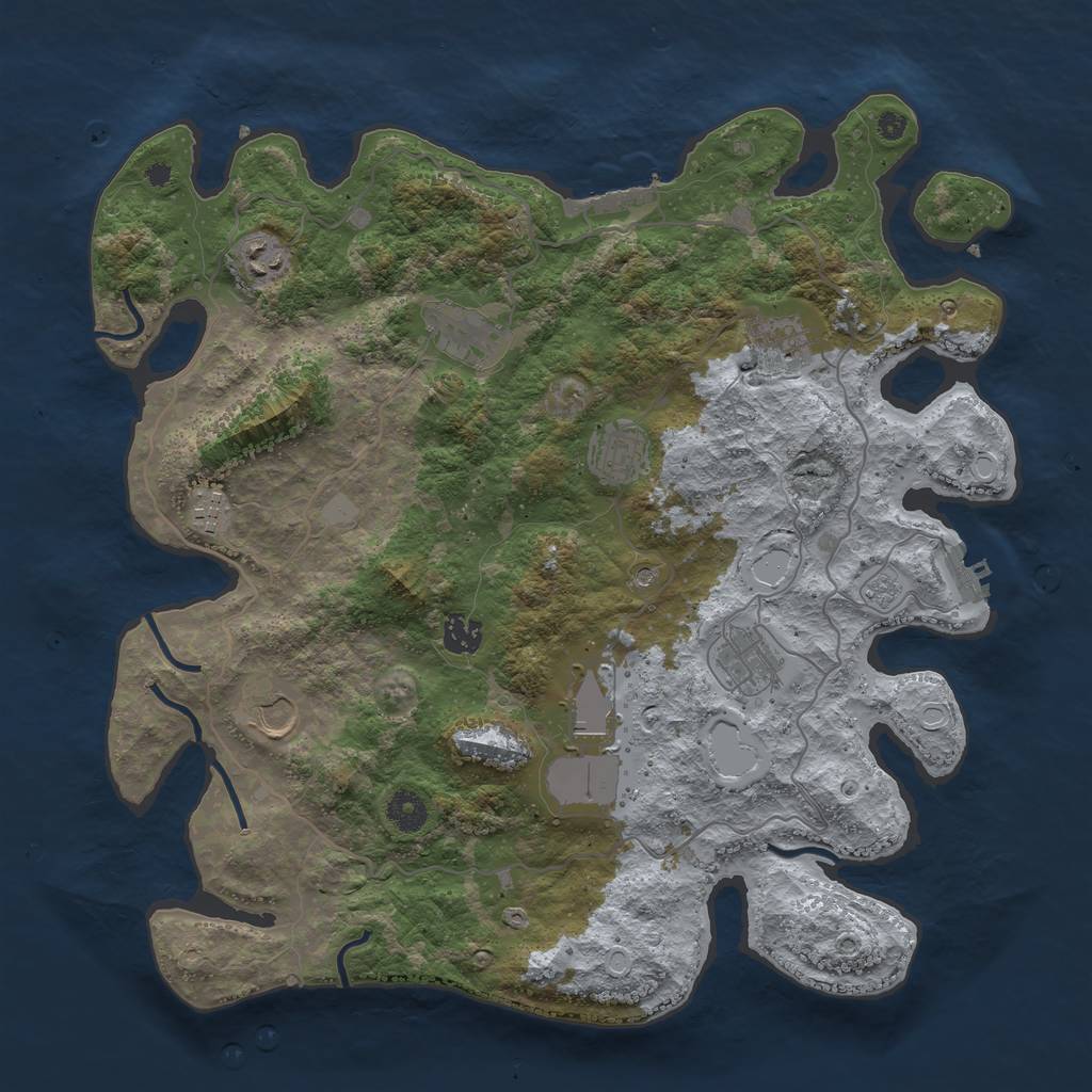 Rust Map: Procedural Map, Size: 4000, Seed: 496464, 16 Monuments