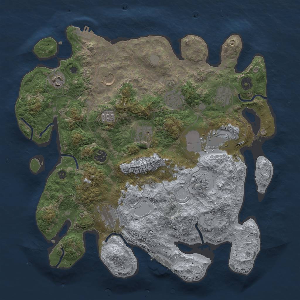 Rust Map: Procedural Map, Size: 3700, Seed: 1957198149, 17 Monuments