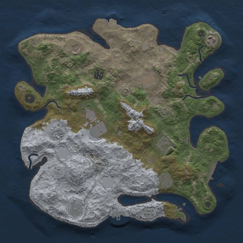 Rust Map: Procedural Map, Size: 3750, Seed: 1231572897, 18 Monuments