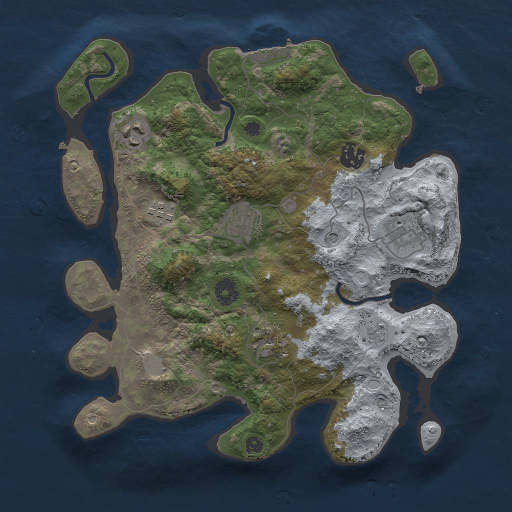Rust Map: Procedural Map, Size: 3000, Seed: 19962016, 12 Monuments