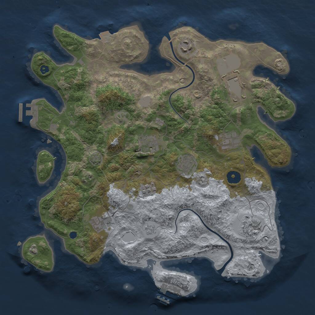 Rust Map: Procedural Map, Size: 3500, Seed: 890763381, 13 Monuments