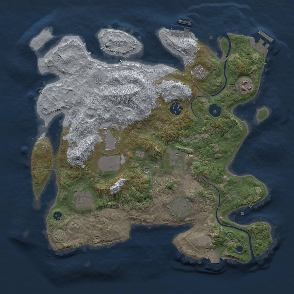Rust Map: Procedural Map, Size: 3500, Seed: 23277083, 13 Monuments
