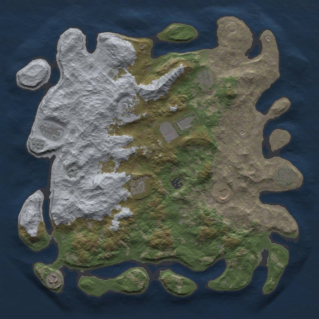 Rust Map: Barren, Size: 4300, Seed: 983523098, 14 Monuments