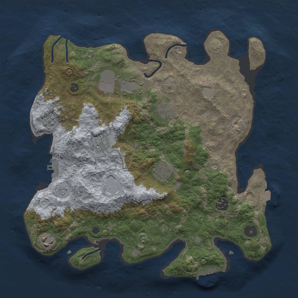 Rust Map: Procedural Map, Size: 3500, Seed: 2122914227, 15 Monuments