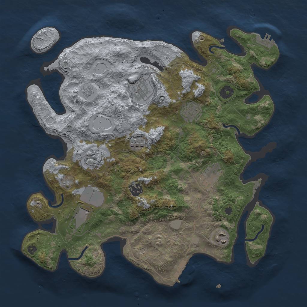 Rust Map: Procedural Map, Size: 3500, Seed: 639988775, 15 Monuments