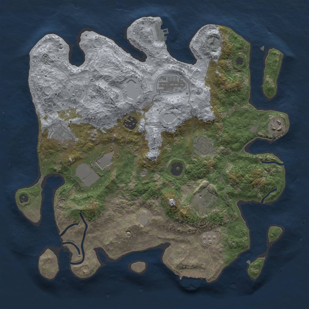 Rust Map: Procedural Map, Size: 3500, Seed: 33626906, 15 Monuments