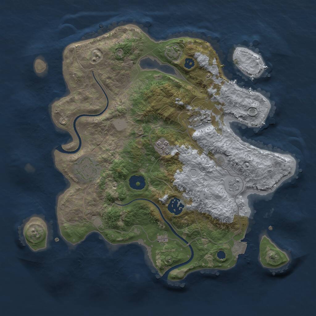 Rust Map: Procedural Map, Size: 3000, Seed: 18291, 7 Monuments