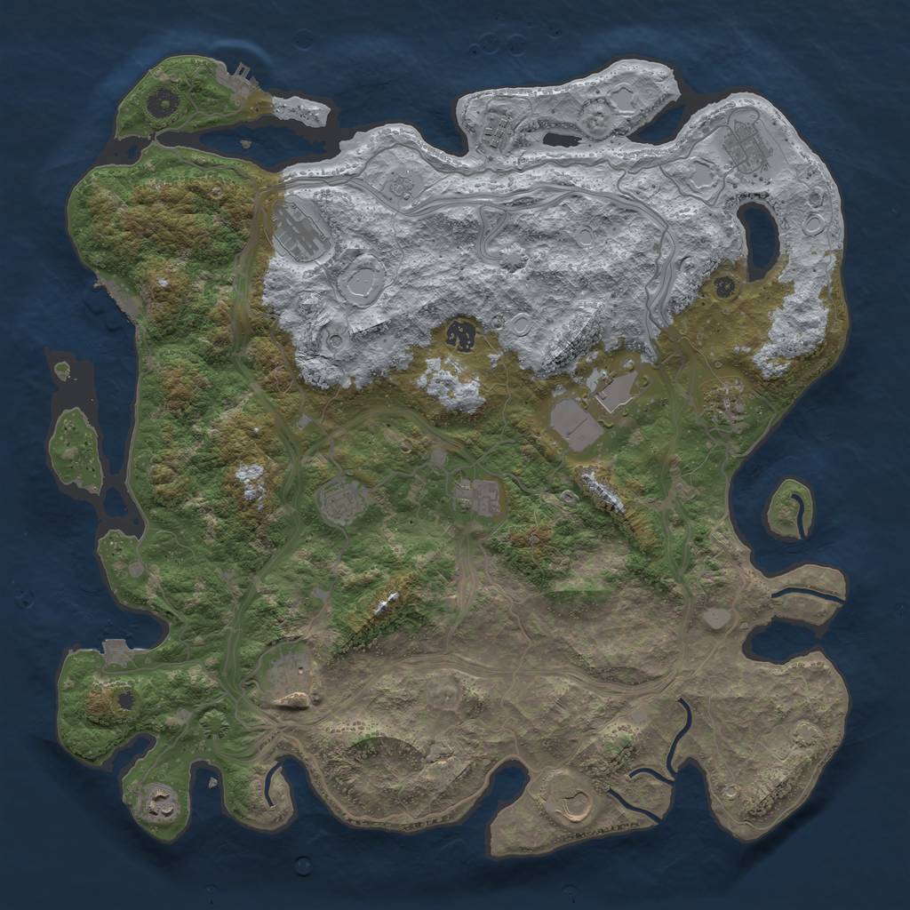 Rust Map: Procedural Map, Size: 4500, Seed: 1062431970, 19 Monuments