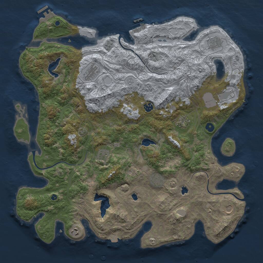 Rust Map: Procedural Map, Size: 4500, Seed: 1062431970, 16 Monuments