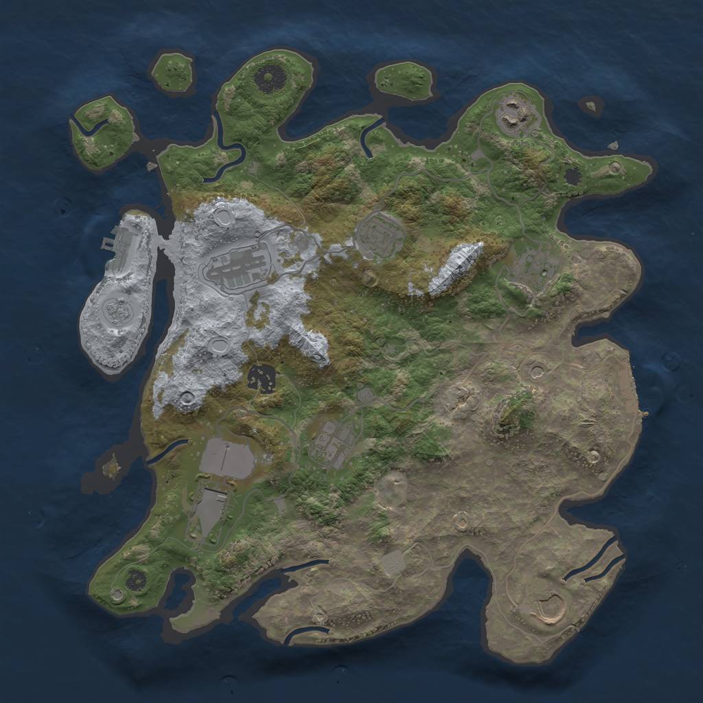 Rust Map: Procedural Map, Size: 3500, Seed: 97406669, 15 Monuments