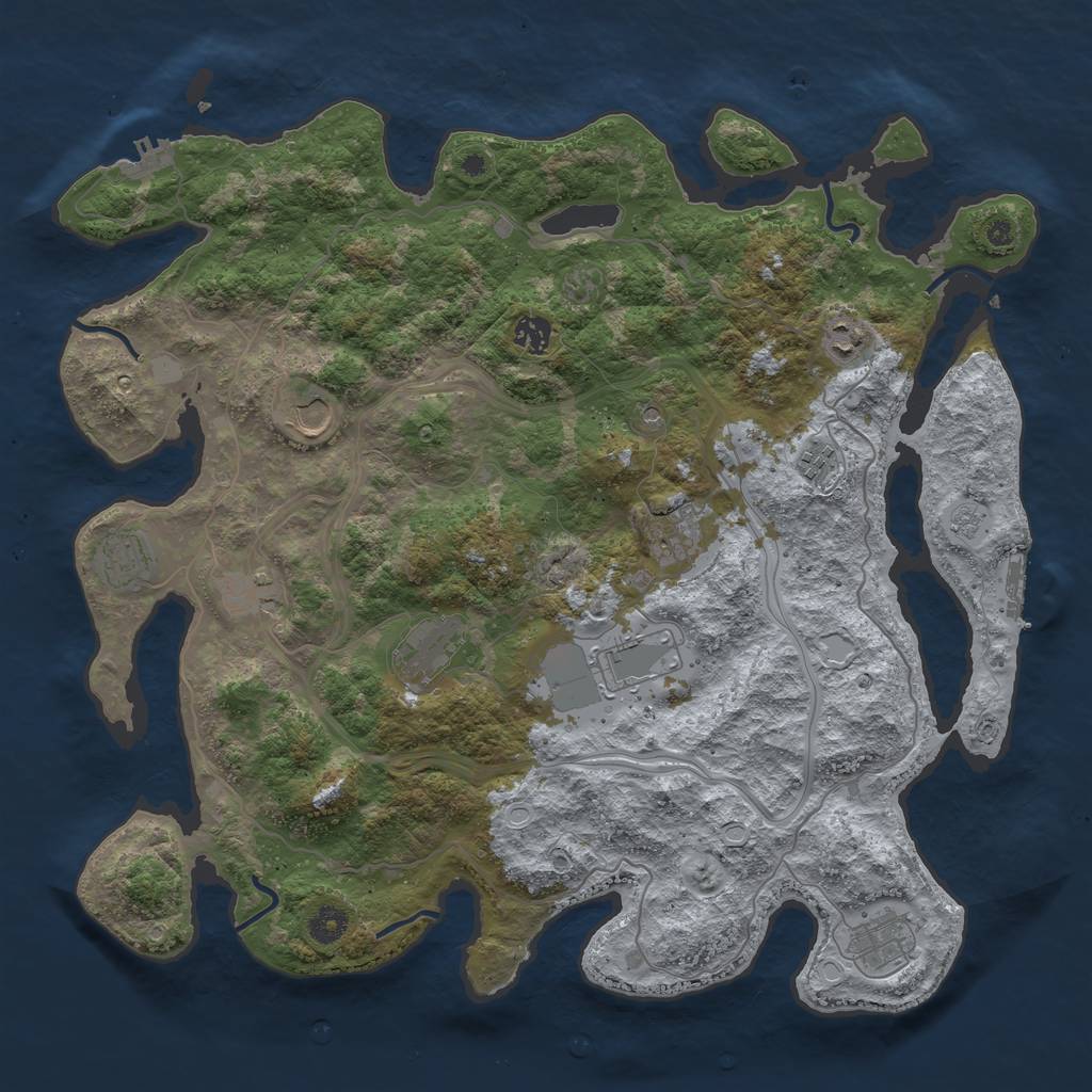 Rust Map: Procedural Map, Size: 4250, Seed: 242493704, 17 Monuments