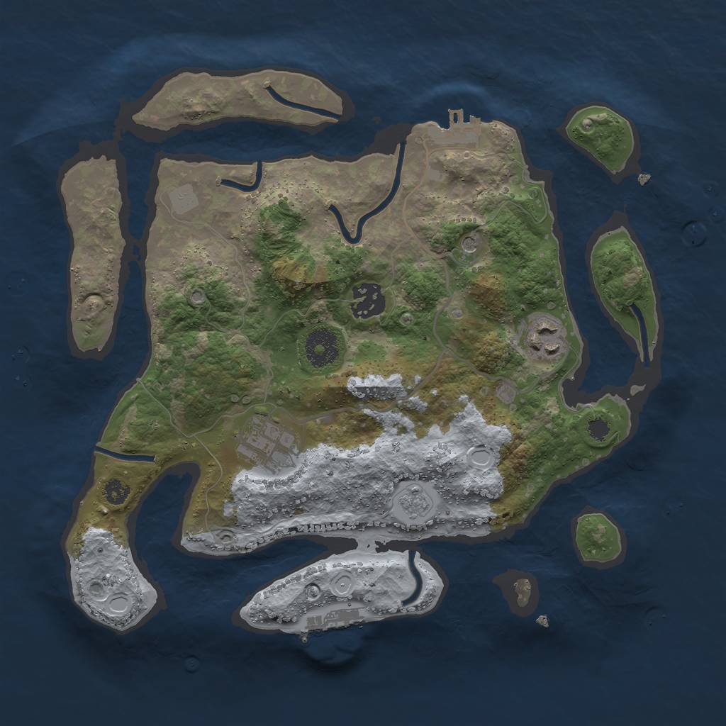 Rust Map: Procedural Map, Size: 3000, Seed: 3102574, 10 Monuments