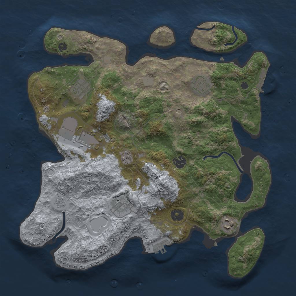 Rust Map: Procedural Map, Size: 3500, Seed: 1563747130, 14 Monuments