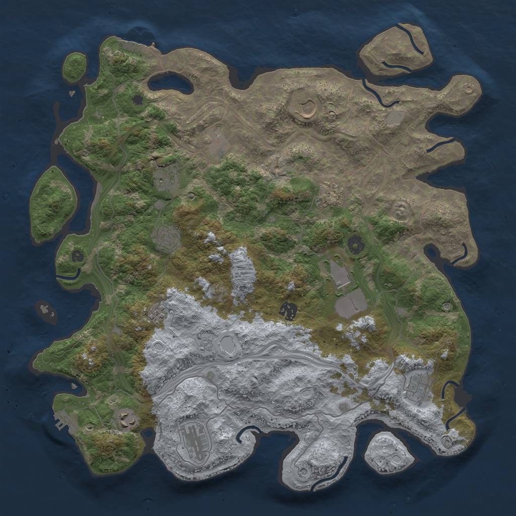 Rust Map: Procedural Map, Size: 4250, Seed: 1304209596, 18 Monuments