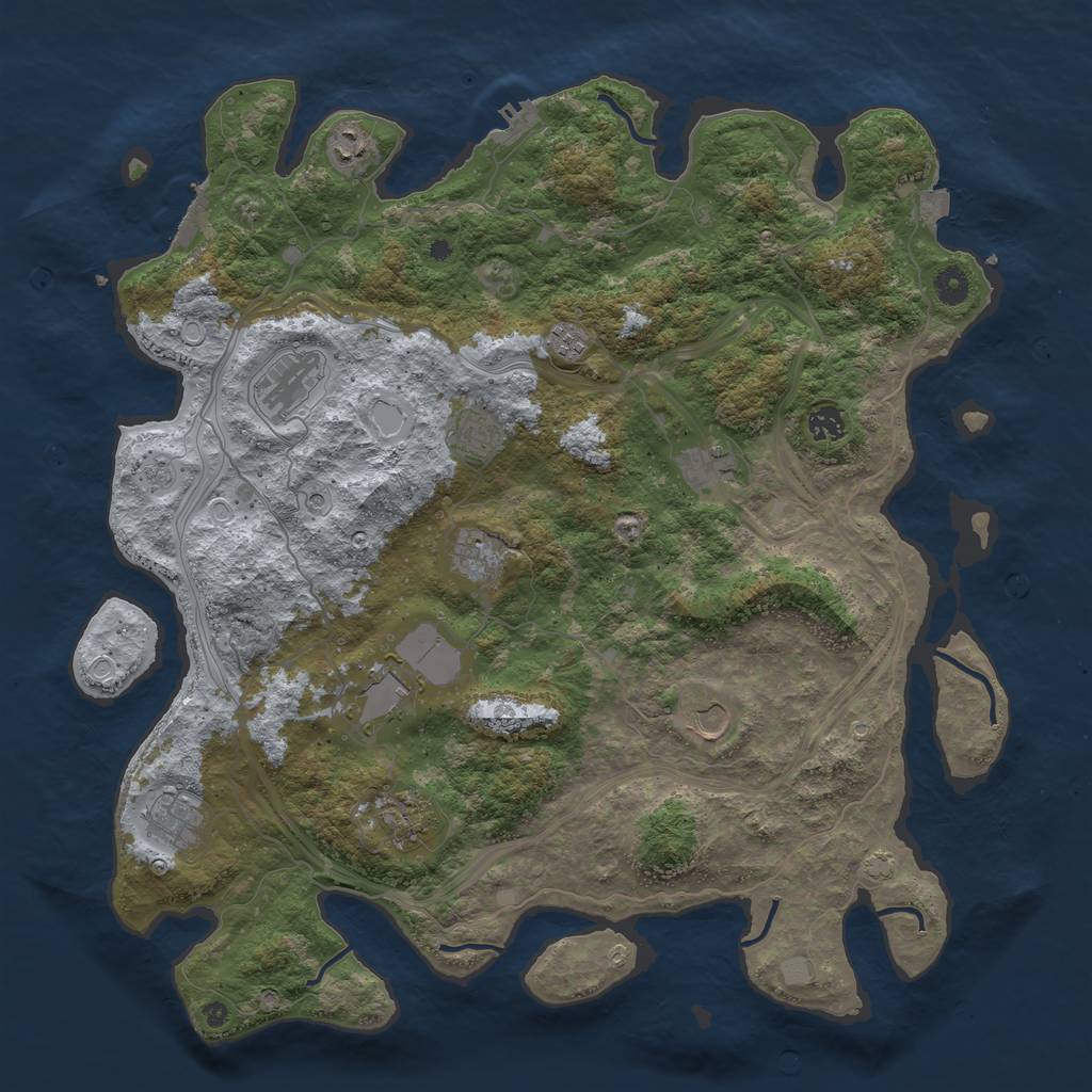 Rust Map: Procedural Map, Size: 4500, Seed: 414567923, 19 Monuments