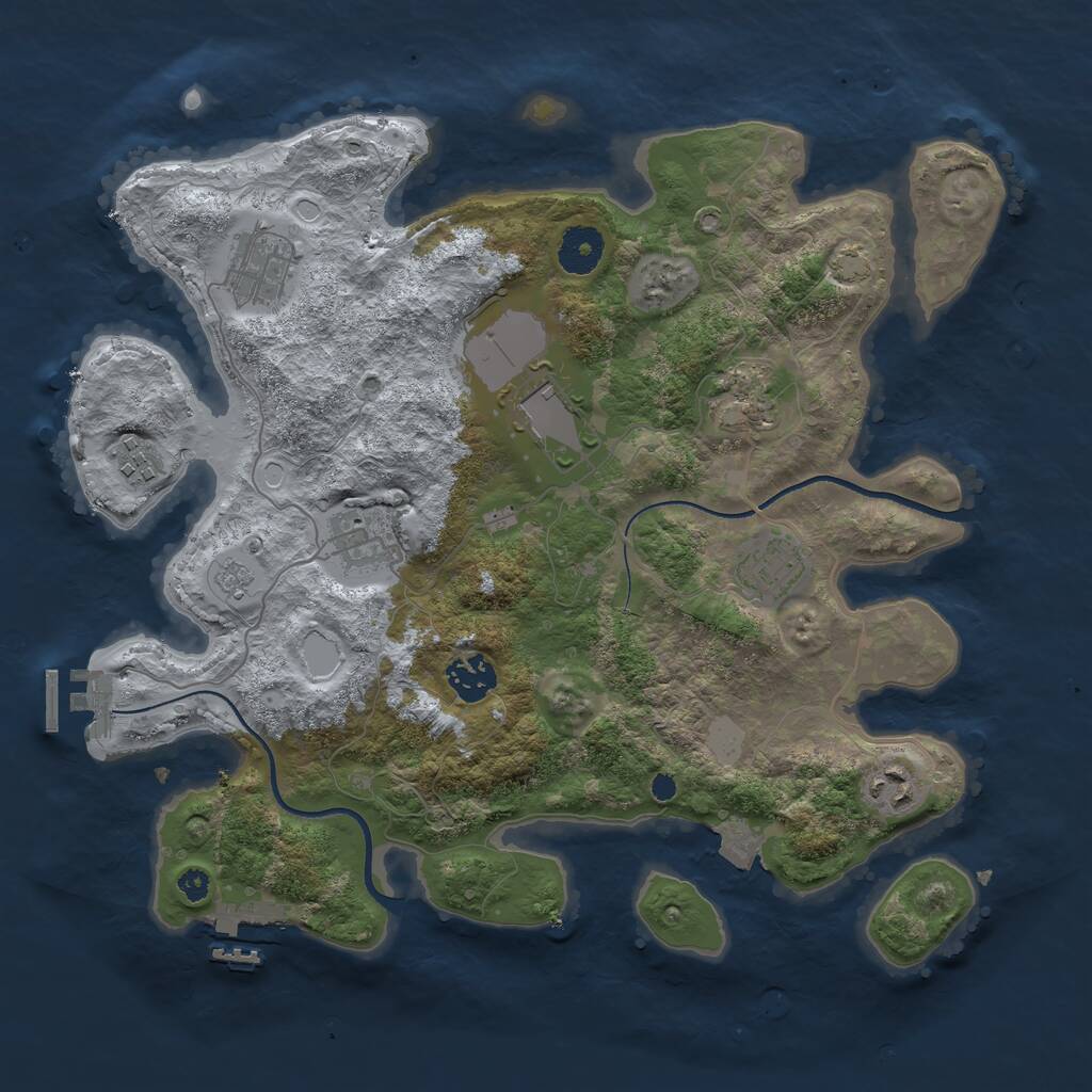 Rust Map: Procedural Map, Size: 3500, Seed: 76324567, 13 Monuments