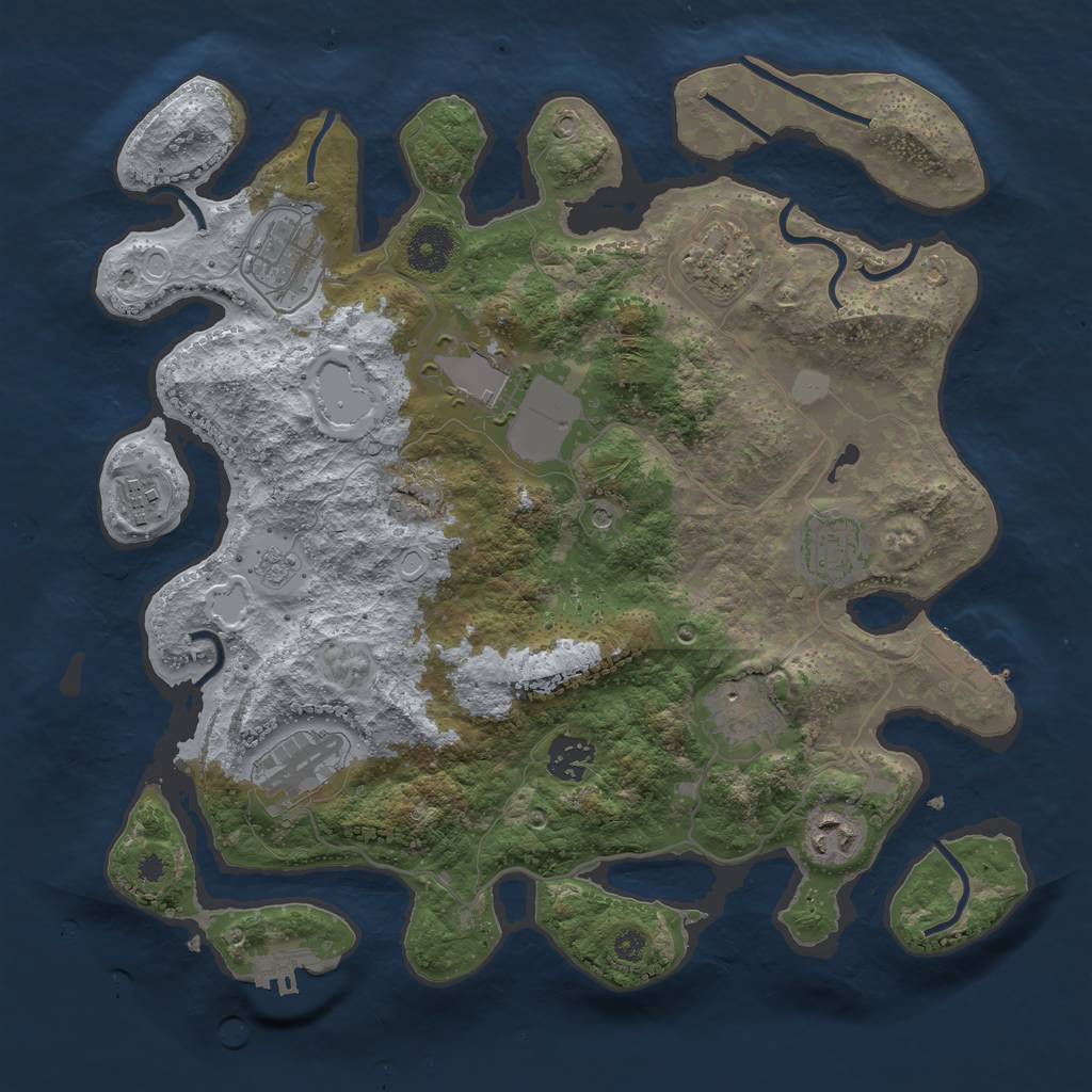 Rust Map: Procedural Map, Size: 3500, Seed: 33346126, 16 Monuments
