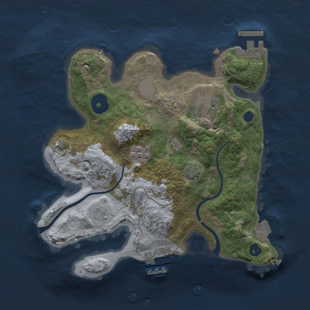 Rust Map: Procedural Map, Size: 2500, Seed: 711940949, 7 Monuments