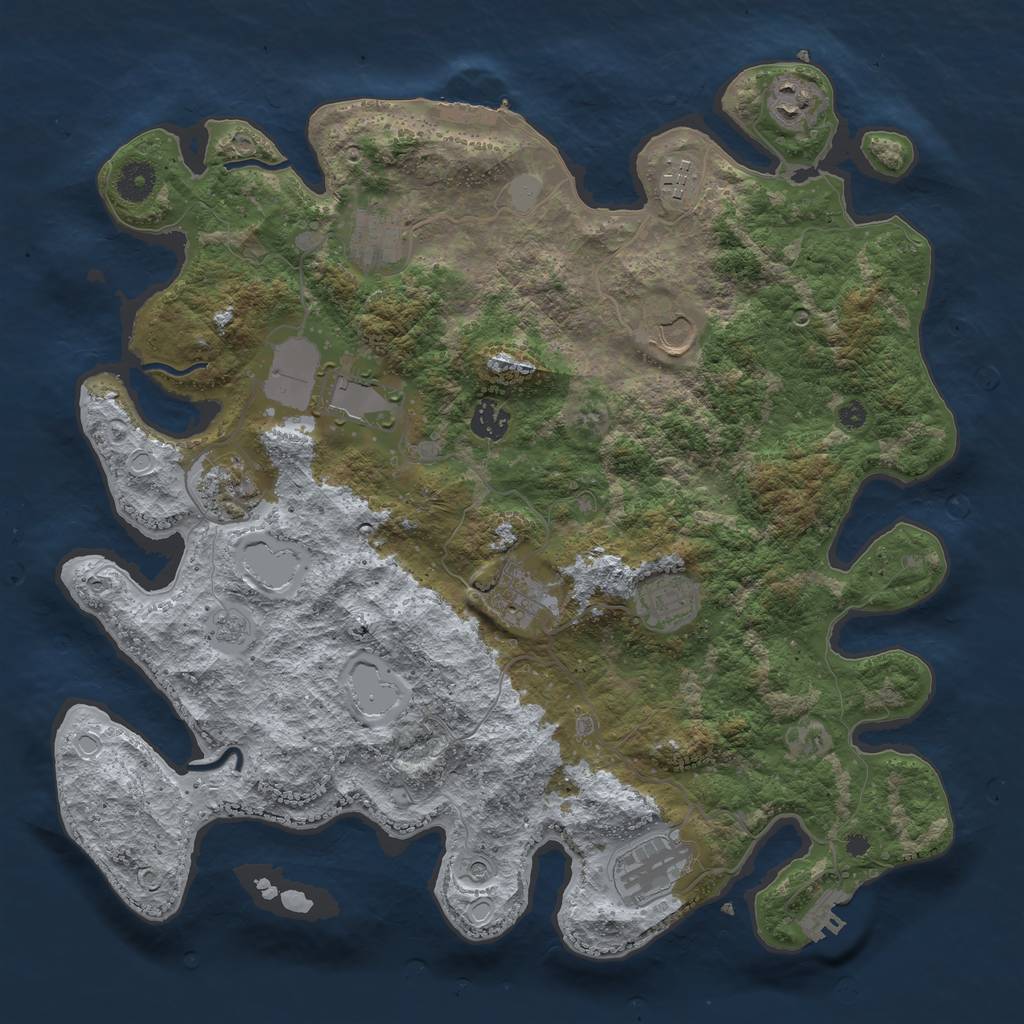 Rust Map: Procedural Map, Size: 3900, Seed: 1316475989, 17 Monuments