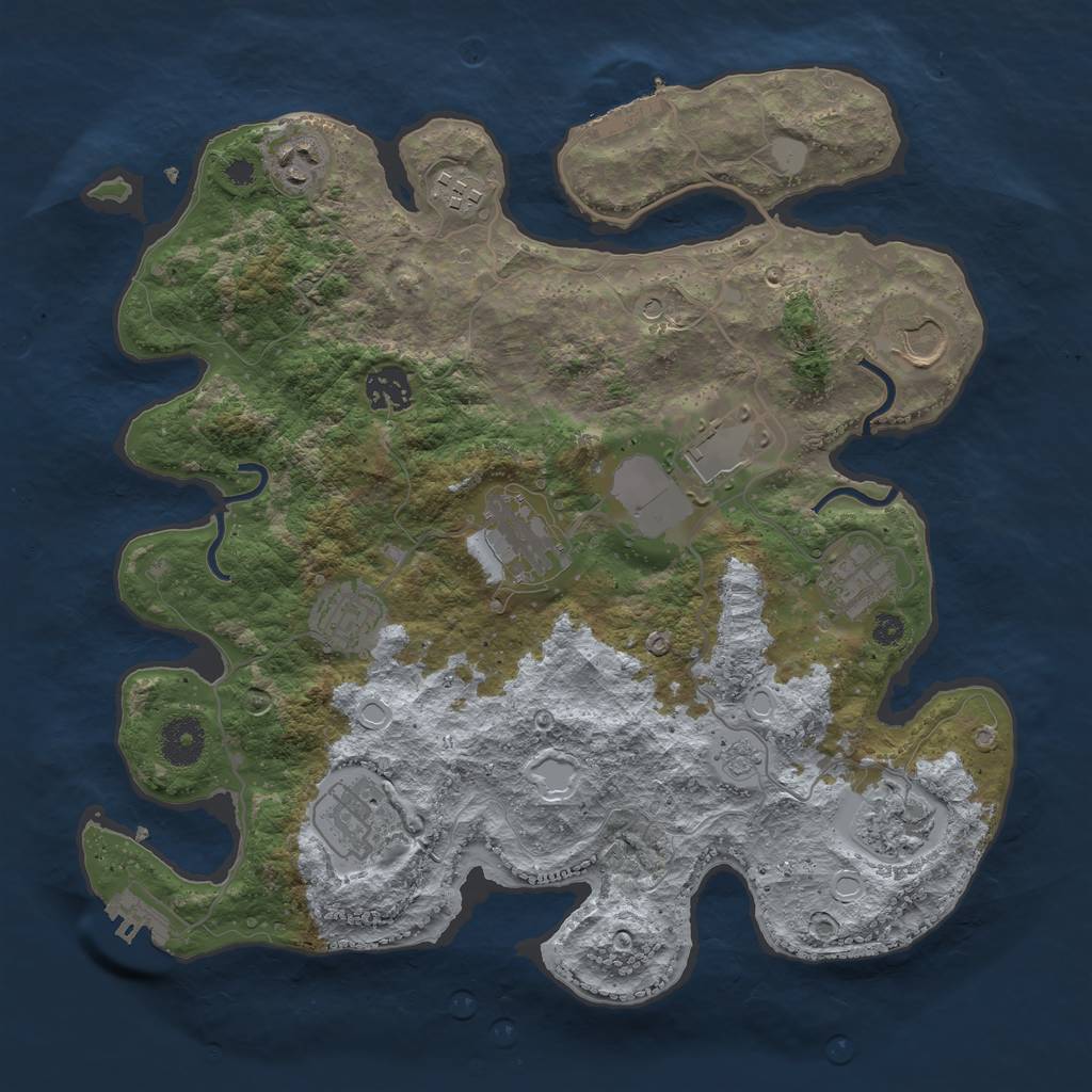 Rust Map: Procedural Map, Size: 3500, Seed: 813641196, 17 Monuments