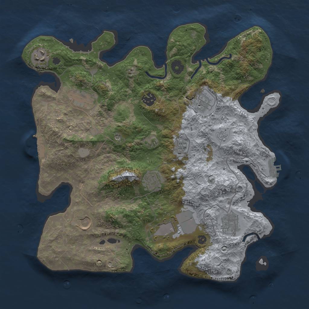 Rust Map: Procedural Map, Size: 3500, Seed: 118730443, 16 Monuments