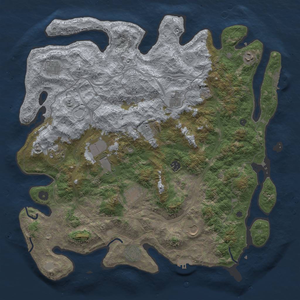 Rust Map: Procedural Map, Size: 4500, Seed: 1110463815, 18 Monuments