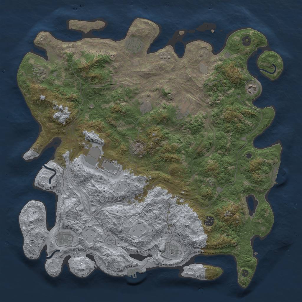 Rust Map: Procedural Map, Size: 4500, Seed: 962001565, 17 Monuments
