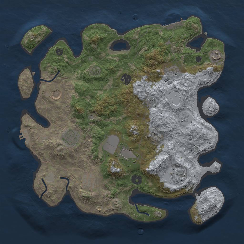Rust Map: Procedural Map, Size: 3500, Seed: 42139474, 16 Monuments