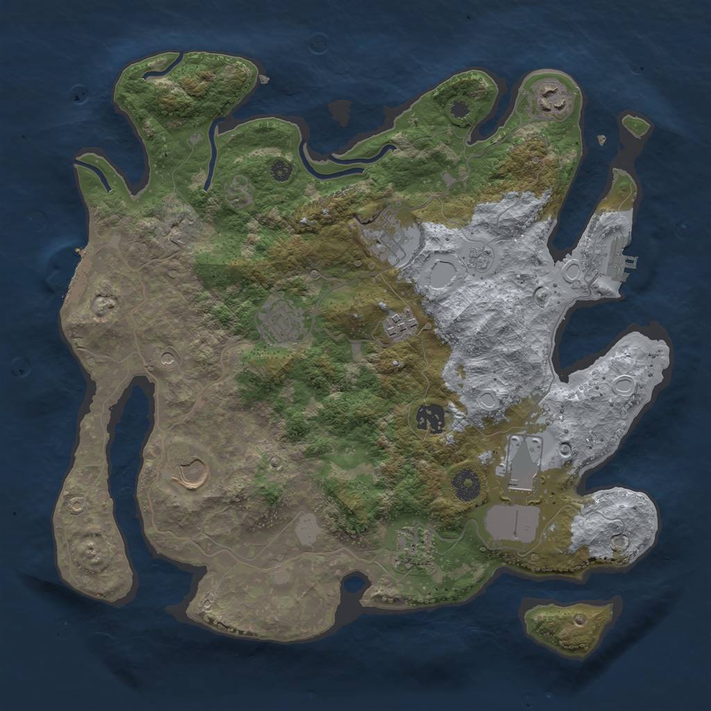 Rust Map: Procedural Map, Size: 3500, Seed: 1012944, 15 Monuments