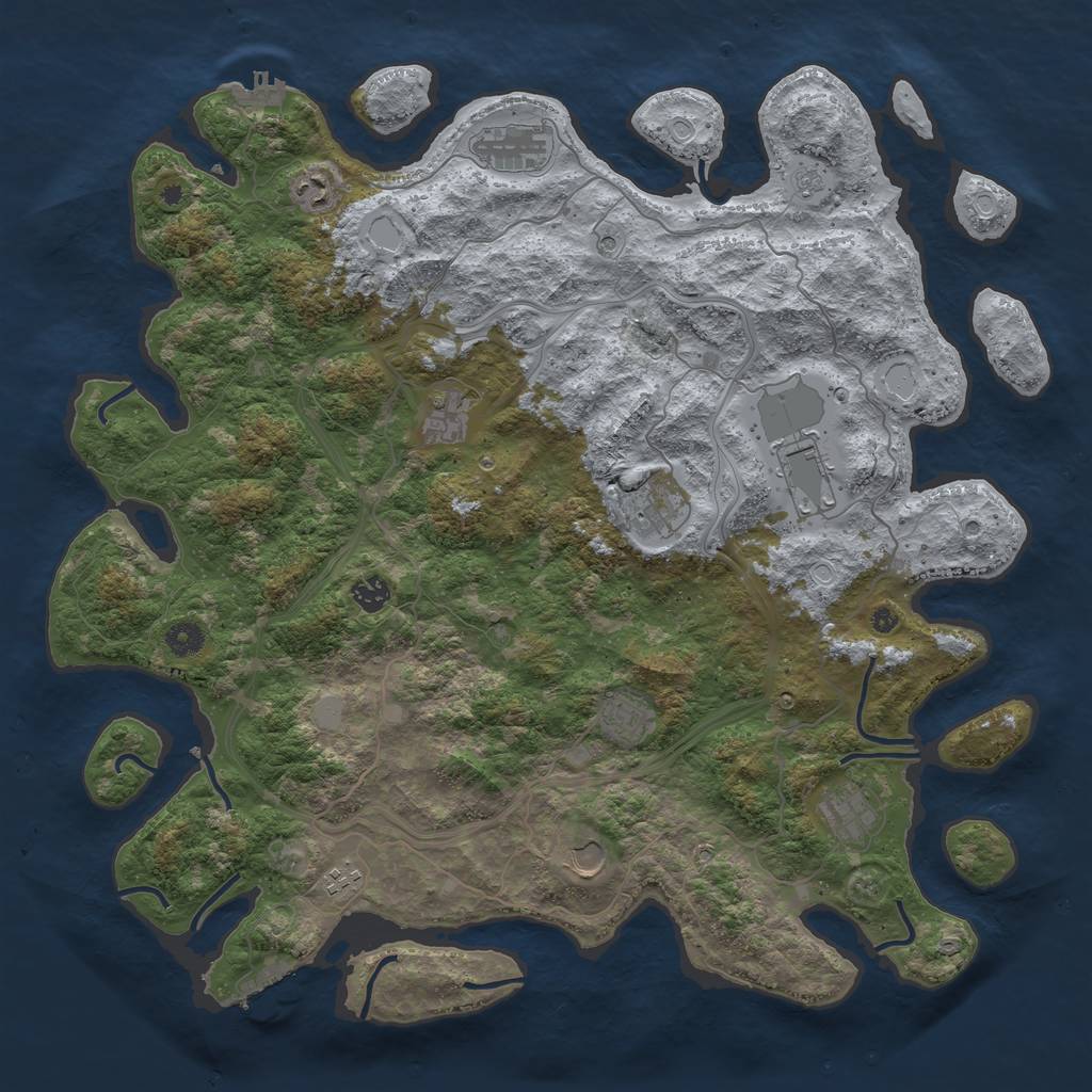 Rust Map: Procedural Map, Size: 4500, Seed: 4350, 17 Monuments