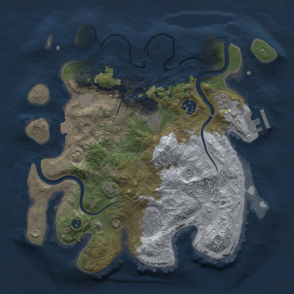 Rust Map: Procedural Map, Size: 3000, Seed: 669454906, 9 Monuments