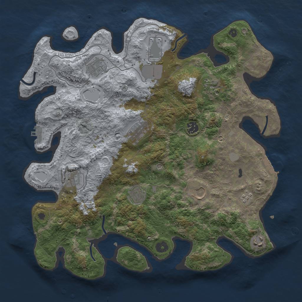 Rust Map: Procedural Map, Size: 3800, Seed: 7024999, 17 Monuments
