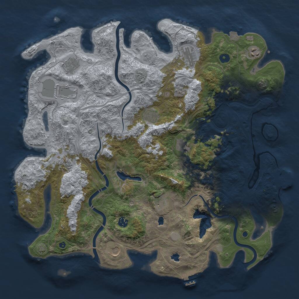 Rust Map: Procedural Map, Size: 4500, Seed: 119169533, 17 Monuments