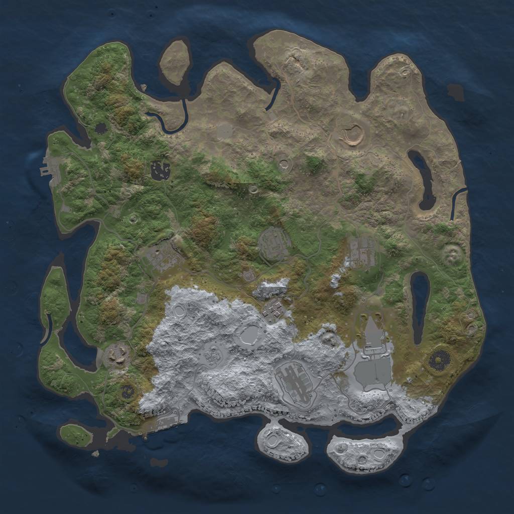 Rust Map: Procedural Map, Size: 3700, Seed: 552989199, 16 Monuments