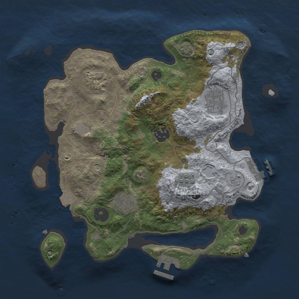 Rust Map: Procedural Map, Size: 3000, Seed: 955560292, 13 Monuments