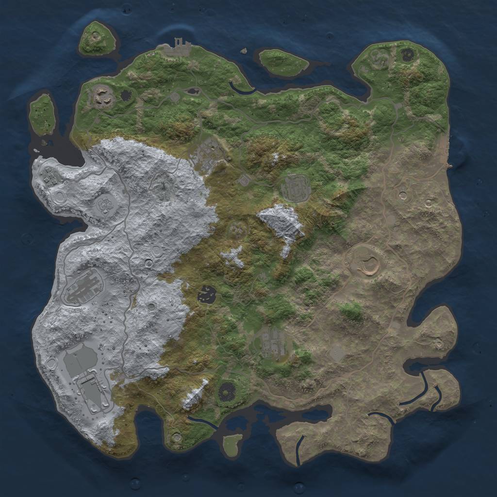 Rust Map: Procedural Map, Size: 4000, Seed: 990221, 16 Monuments