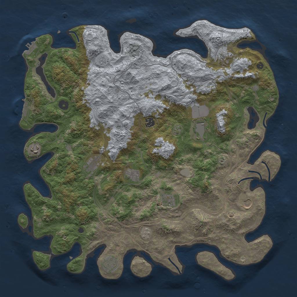 Rust Map: Procedural Map, Size: 4500, Seed: 1349714116, 17 Monuments