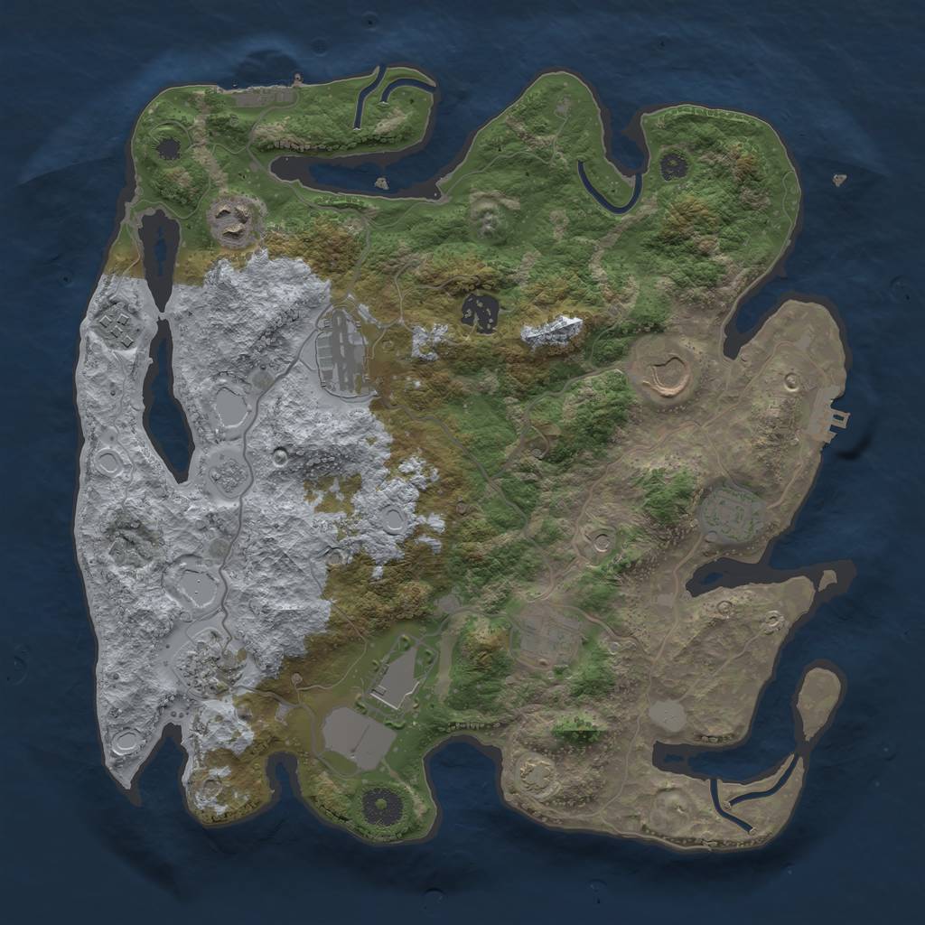 Rust Map: Procedural Map, Size: 3500, Seed: 1529072489, 17 Monuments