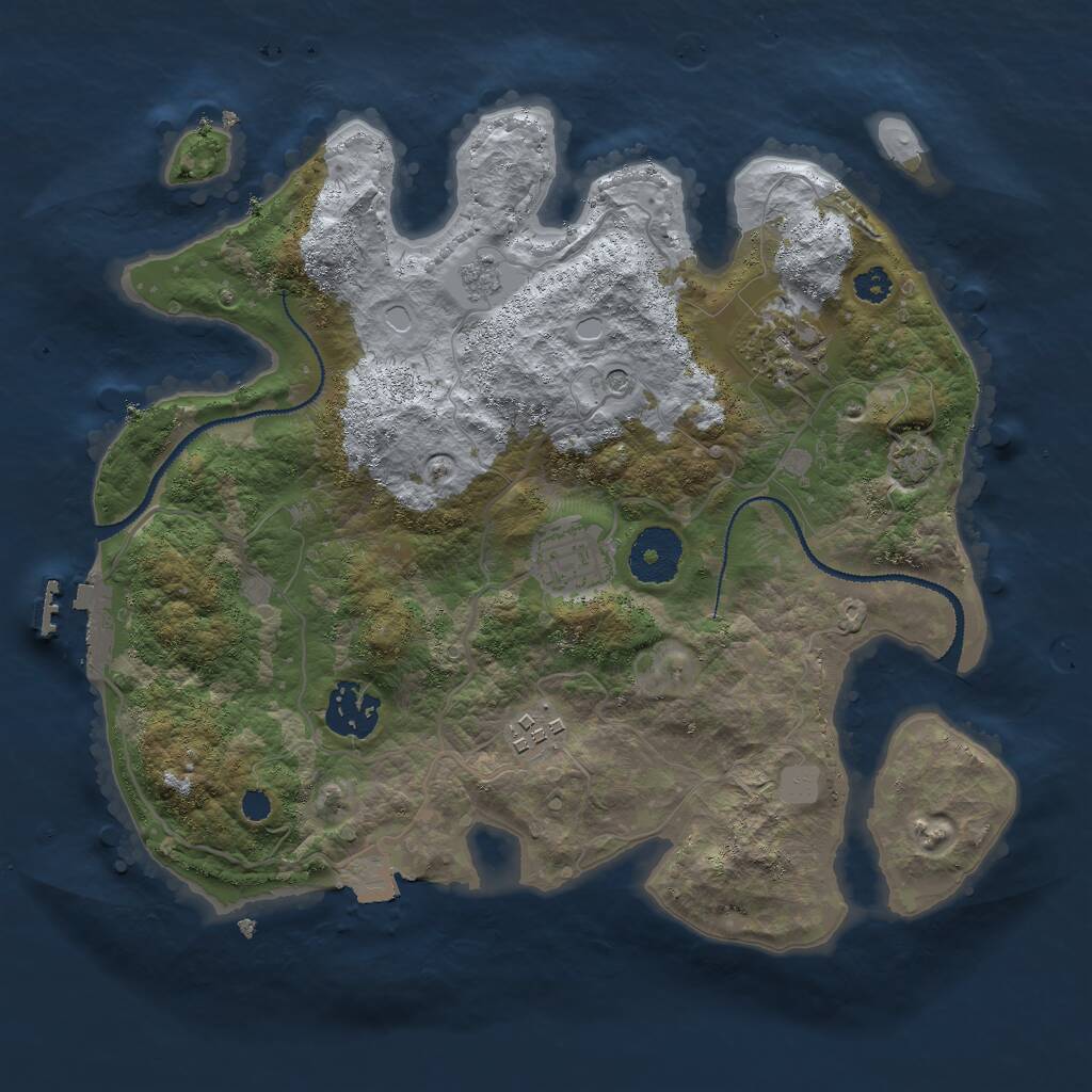 Rust Map: Procedural Map, Size: 3000, Seed: 6974, 9 Monuments
