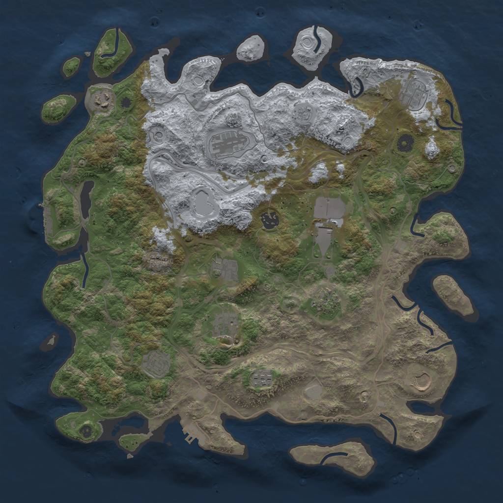 Rust Map: Procedural Map, Size: 4250, Seed: 1928290638, 18 Monuments