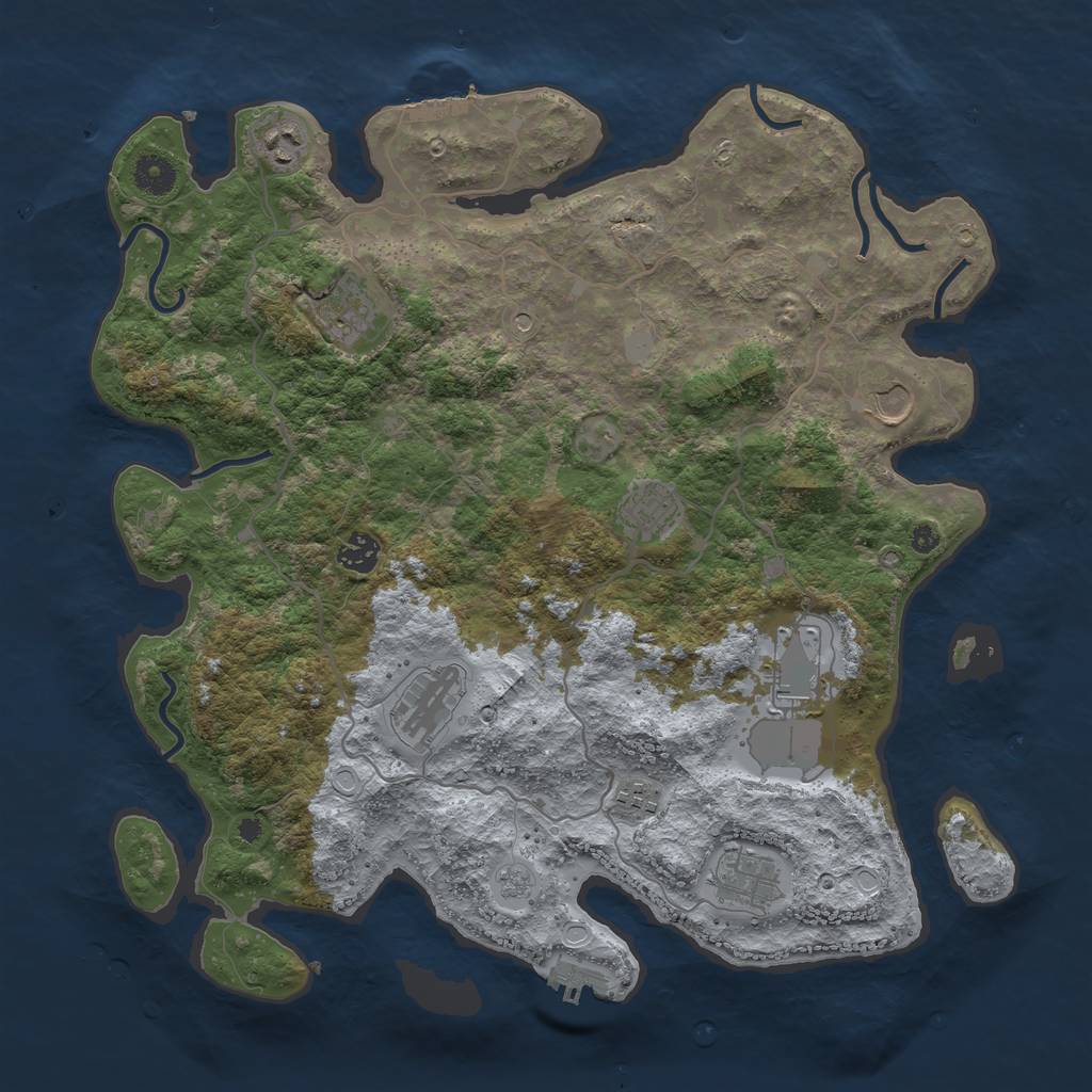 Rust Map: Procedural Map, Size: 4000, Seed: 539840365, 16 Monuments