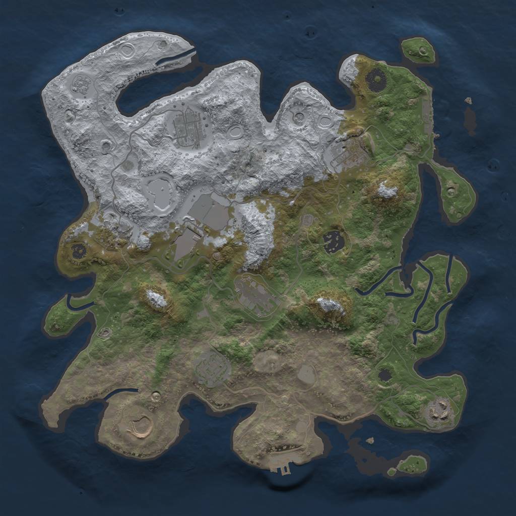 Rust Map: Procedural Map, Size: 3500, Seed: 805377633, 16 Monuments