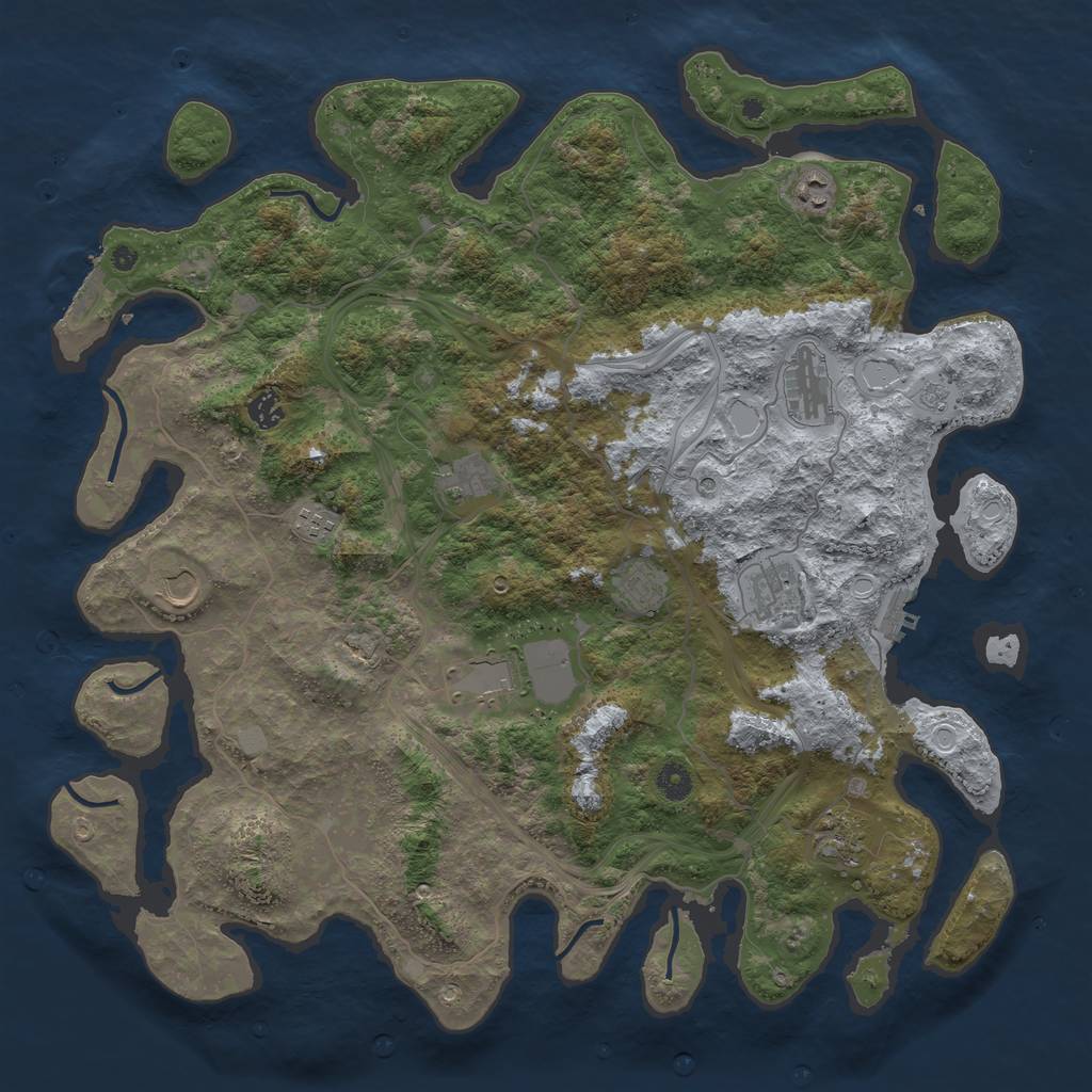 Rust Map: Procedural Map, Size: 4500, Seed: 779574435, 17 Monuments